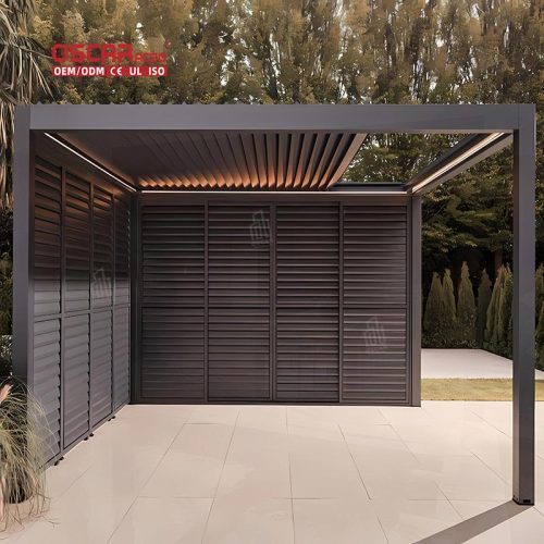 Outdoor Louvered Kits Awning Garden Canopy 4X3 Bioclimatic Aluminum Roof System Patio Balcony Backyard Retractable Pergola