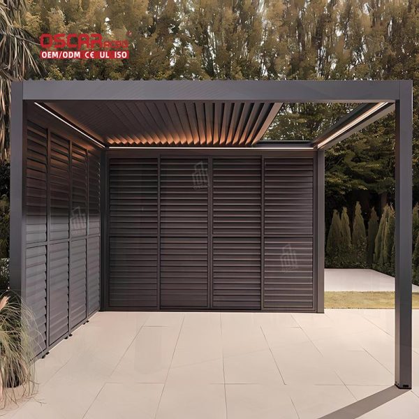 Electric Opening Waterproof Louvered Roof Garden Outdoor Bioclimatic Pergola in Patio Balcony Backyard Retractable Pergola