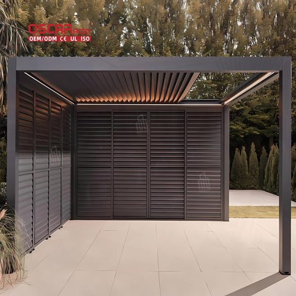 Waterproof Adjustable Louvered Aluminium Bioclimatic Gazebo Patio Balcony Garden Retractable Pergola
