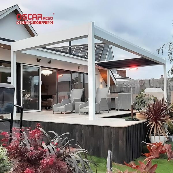 Bioclimatic Waterproof Aluminium Sunshade Outdoor Pergola Roof Garden Patio Terrace Retractable Pergola
