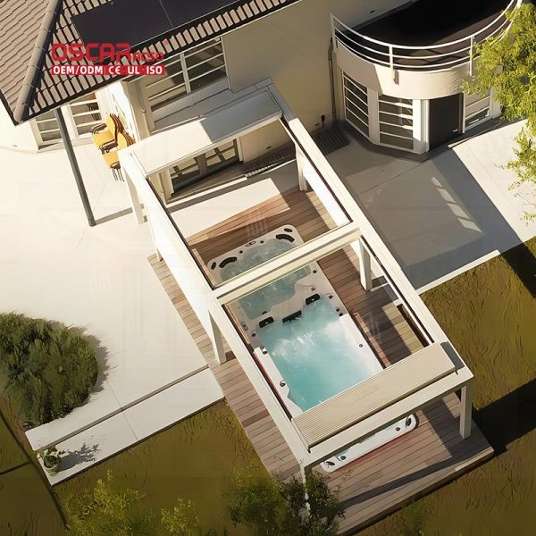 Outdoor Aluminium Motorized Louvered Pergola with Bioclimatic Feature Modern Design Garden Patio Backyard Retractable Pergola
