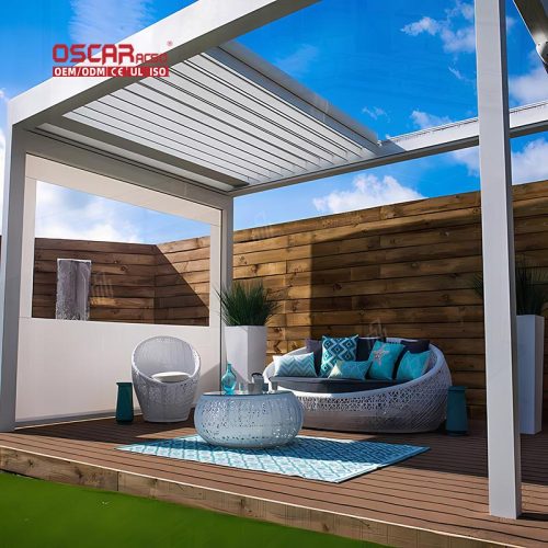 Customized Movable Aluminium Outdoor Bioclimat Louvers Roof Pergola in Modern Style Garden Patio Balcony Retractable Pergola