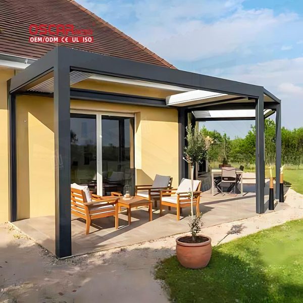 Waterproof Motorized Aluminium Pool Shelter Backyard Garden Patio Outdoor Swimming Pool Pergola Gazebo Retractable Pergola