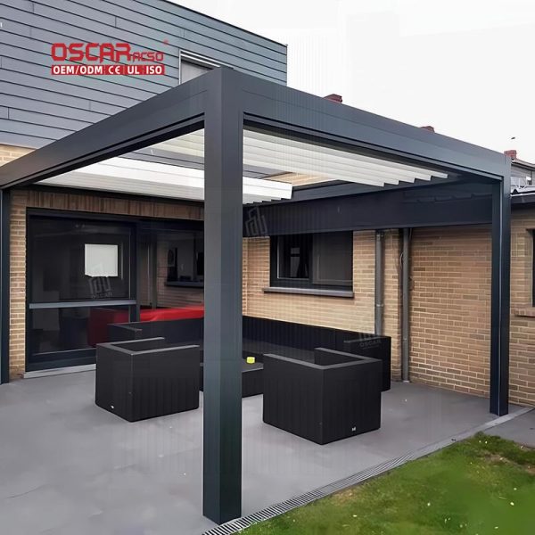 Modern Design 4X6 Aluminum Outdoor Pergola with Opening Roof Garden Patio Bbq Area Retractable Pergola