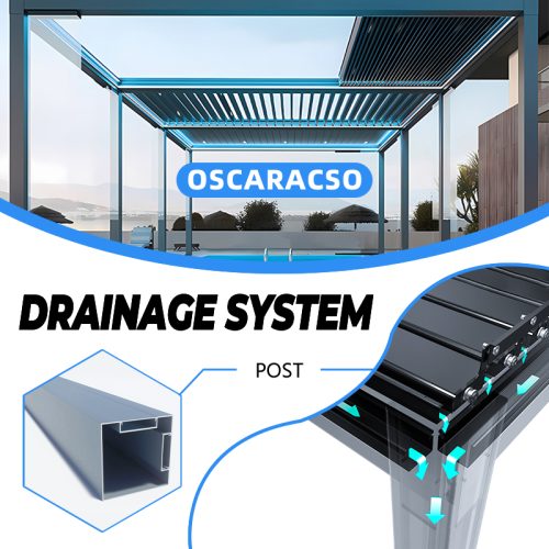 Outdoor Customizable Electric Aluminium Louvered Patio Roof System Garden Balcony Terrace Retractable Pergola