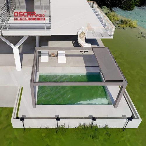 Ceiling Outdoor Garden Electrical  Designed Aluminum Pergola Ideal Patio Backyard and Poolside Retractable Pergola