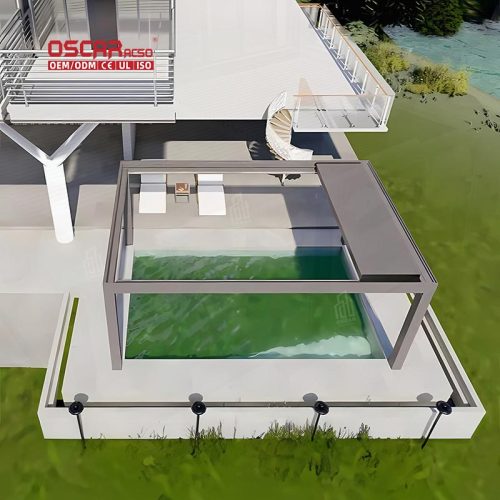 Large Outdoor Aluminum Pergola with Louver Frame Recreation Area Entrance Ideal Backyard Patio Garden Retractable Pergola