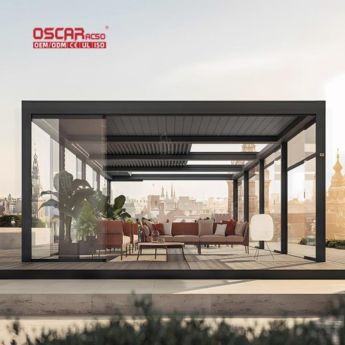 Operable Motorized Adjustable Removable Aluminium Louvre Pergola Garden Deck Outdoor Patio Retractable Pergola
