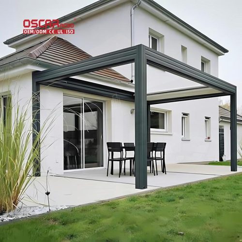 Electric Motorized Opening Outdoor Waterproof Aluminum Sunshade Garden Patio Backyard Pergola Awning Retractable Pergola