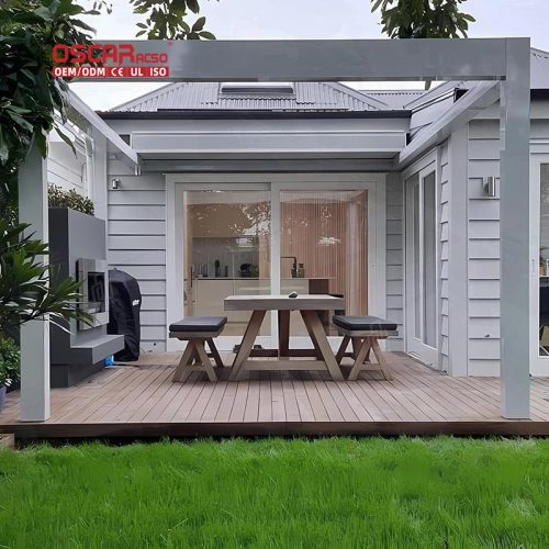 Smart Energy Pergola with Led Lighting Energy - Saving Shading Outdoor Garden Patio Backyard Retractable Pergola