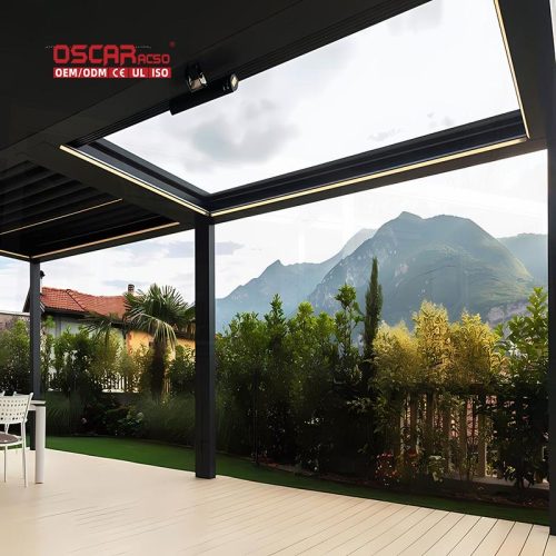 Waterproof Motorized Louvers & Awning Systems Automatic with Rain Sensor Patio Garden Balcony Retractable Pergola