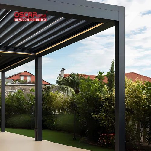 Electric Aluminum Louvre Roof System with Metal Structure Garden Patio Balcony Sale Retractable Pergola