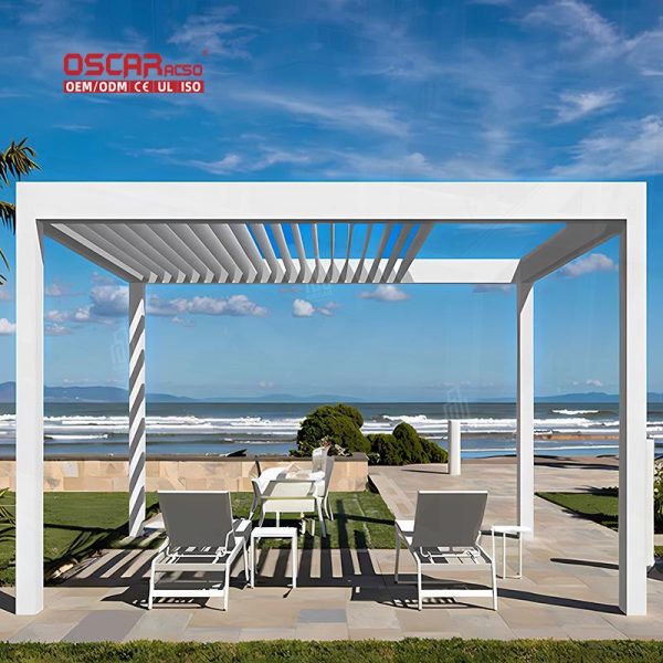 Outdoor Louvered Roof Bioclimatic Gazebo Aluminum Pergola Garden Patio Poolside Customizable Stylish Retractable Pergola