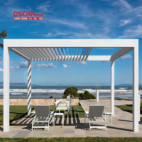 Motorized Adjustable Aluminium Canopy Tent Cover with Side Blinds Patio Garden Outdoor Retractable Pergola