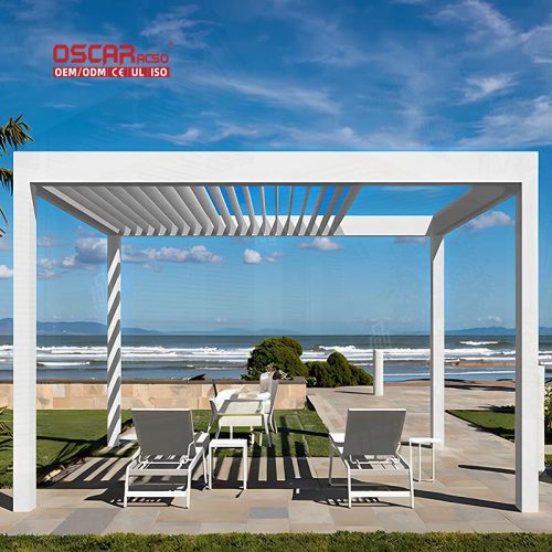 High Quality Waterproof Aluminum Louvre System Patio Pergola Gazebo Outdoor Garden Courtyard Retractable Pergola