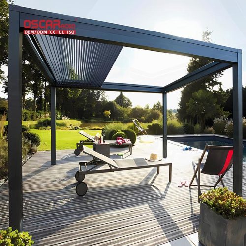 Customizable Bioclimate Outdoor Pergola Kit Garden Patio Balcony with Ventilation and Sunshade Function Retractable Pergola