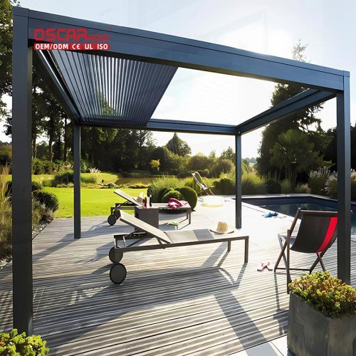 Modern Design Bioclimatic Motorized Adjustable Aluminum Louver Shade Structure Garden Patio Backyard Outdoor Retractable Pergola