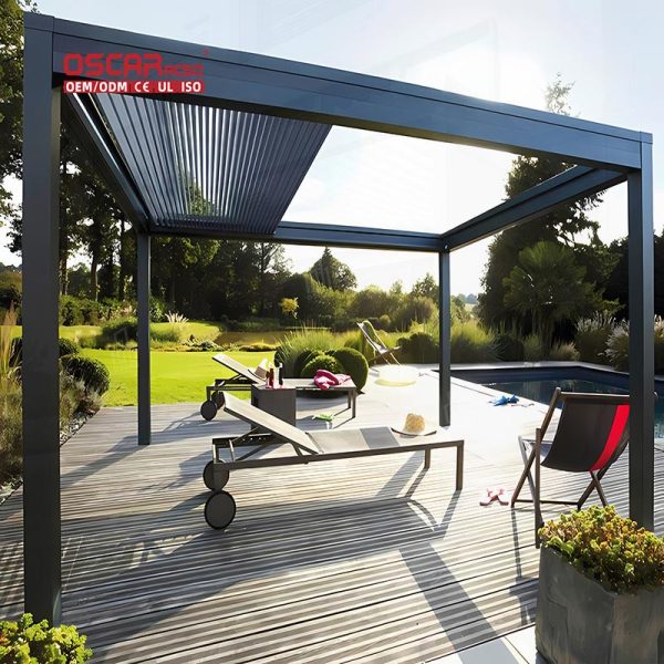 Modern Design Bioclimatic Motorized Adjustable Aluminum Louver Shade Structure Garden Patio Backyard Outdoor Retractable Pergola