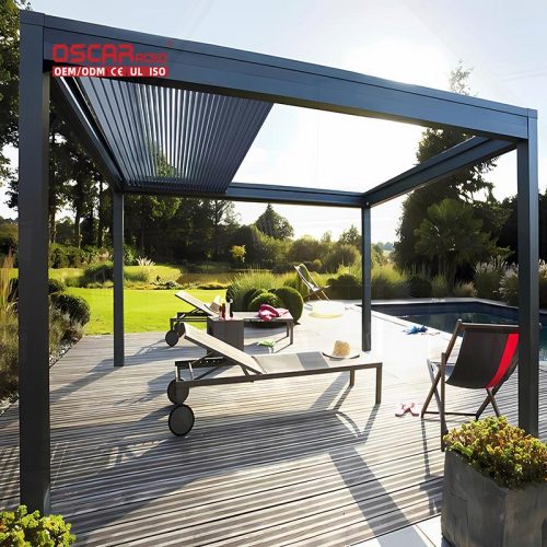 Operable Motorized Adjustable Removable Aluminium Louvre Pergola Garden Deck Patio Outdoor Spaces Retractable Pergola