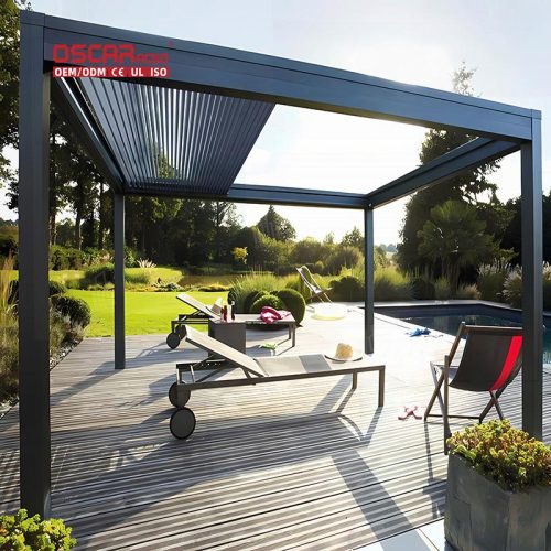 Aluminum Bioclimate Pergola with Roof Top Window Garden Patio Balcony Outdoor Shading and Ventilation Retractable Pergola