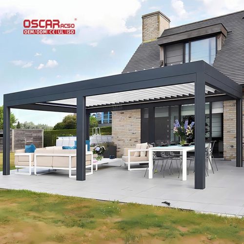 Ecofriendly Waterproof Motorized Heavyduty Commercial Patio Pergola Backyard Garden Poolside Retractable Pergola