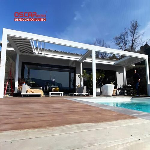 Waterproof Electric Aluminium Pergola Shutter Garden Terrace Roof Ideal Outdoor Living Retractable Pergola