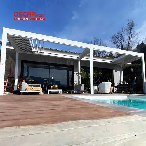 Outdoor Waterproof Electric Louvered Roof Covers Bioclimatic Aluminum Roof Systems Garden Patio Backyard Retractable Pergola