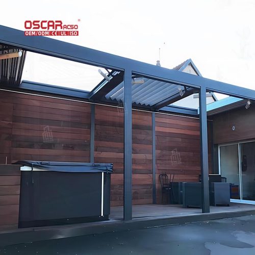 Waterproof Motorized Heavy Duty Patio Structure Commercial Use Ideal Outdoor Backyard Garden Retractable Pergola