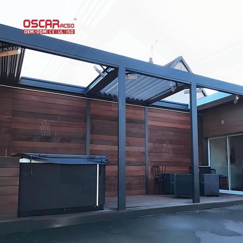 Aluminum Frame Waterproof Sun - Proof Louvered Roof Outdoor Party Patio Garden Backyard Use 3X3M 3X12M Retractable Pergola