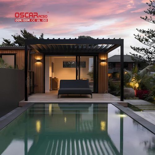 Adjustable Louvered Outdoor Aluminum Motorized Bioclimatic Roof Patio Garden Terrace 3M X 4M Retractable Pergola