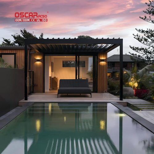 M Outdoor Adjustable Manual Double  Layer Roof Aluminum Pergola Garden Patio Lawn Modern Starry Pavillon Retractable Pergola