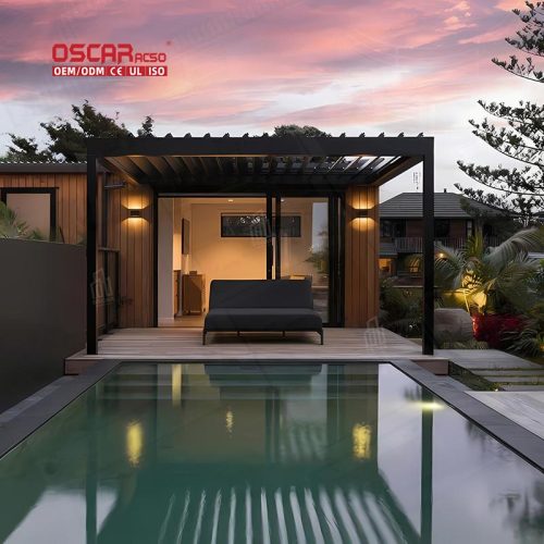 Custom Modern Waterproof Bioclimatic Aluminum Pergola Awning Louvers Garden Patio Balcony Outdoor Use Retractable Pergola
