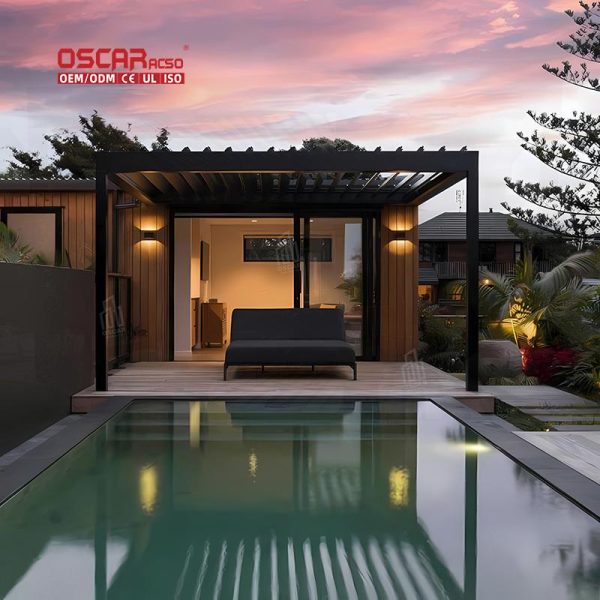 Hot Sale Waterproof Retractable Louvered Aluminum Pergola Outdoor Patio Garden Balcony Retractable Pergola