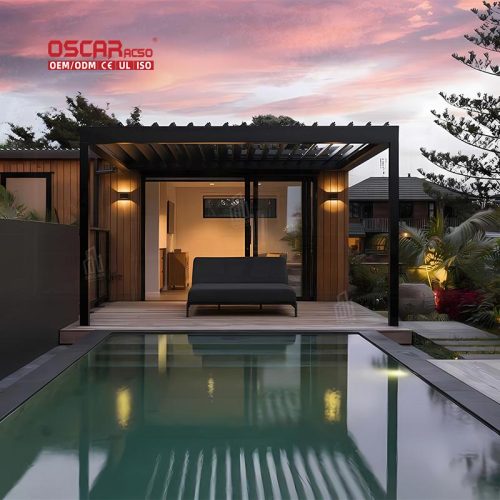 3X3M 3X4M 4X6M Electric Motorized Bioclimatic Gazebo with Roof Cover Garden Patio Backyard Retractable Pergola