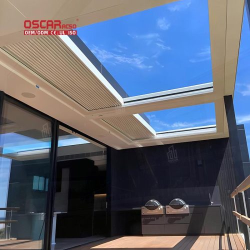 Motorised Adjustable Roof Outdoor Free - Standing Waterproof Shade Structure Garden Patio Balcony Retractable Pergola