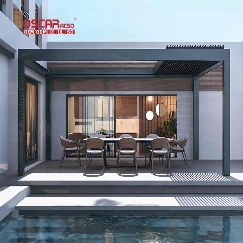 New Design Motorized 12X12 Aluminium Gazebo with Louver Roof Garden Patio Backyard Outdoor Pergola Furniture Retractable Pergola