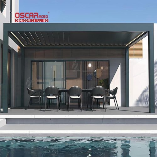 2021 New Aluminum Arches Arbours Pergolas with Linear Strip Led Lights For Garden Patio Backyard Retractable Pergola