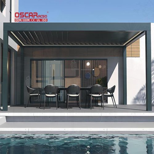 Outdoor Automatic Sun - Blinding Retractable Canopy Garden Patio Balcony Modern Arbour - Like Pergola Retractable Pergola