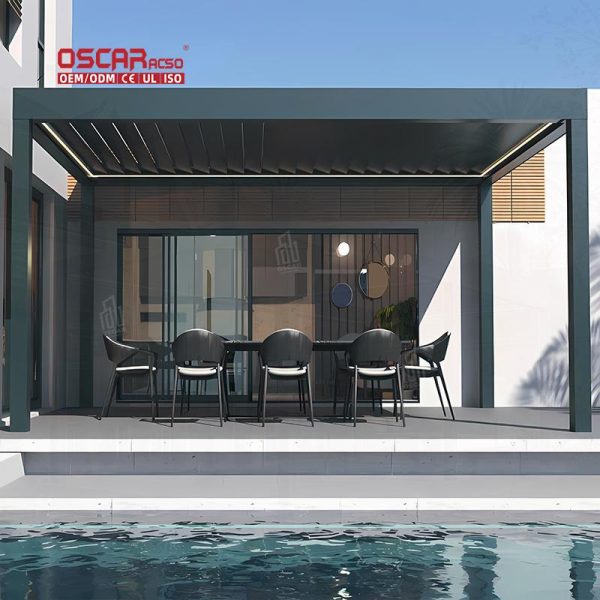 Outdoor Automatic Sun – Blinding Retractable Canopy Garden Patio Balcony Modern Arbour – Like Pergola Retractable Pergola