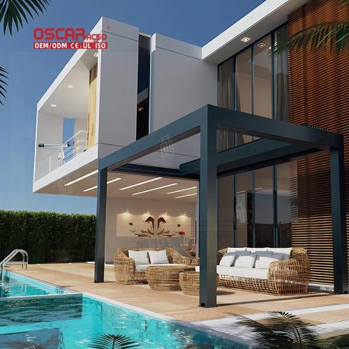 3X6 Motorised Rainproof Electric Aluminum Louvered Pergola Ideal Garden Patio Backyard Retractable Pergola