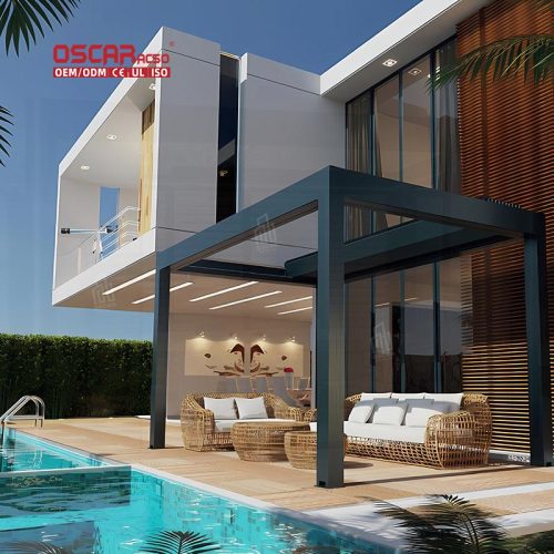 Waterproof Aluminum Garden Carport Bioclimatic Electric Pergola Roof System Outdoor Patio and Yard Retractable Pergola