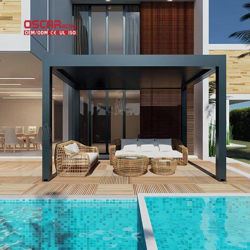 Aluminum Sun Shading Outdoor Patio Shelter Garden Balcony Poolside Retractable Pergola