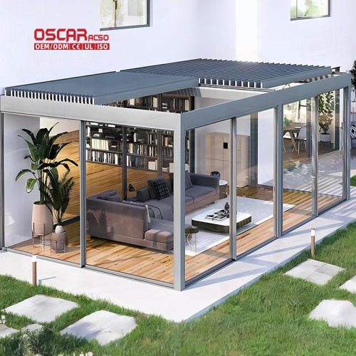 Waterproof Motorized Louvered Roof Pergola Garden Patio Backyard Eco  Sustainable Bioclimatic Design Retractable Pergola