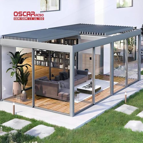 High Quality Modern 6X4M Outdoor Aluminium Bioclimatic Motorized Pergola Garden Patio Balcony Retractable Pergola