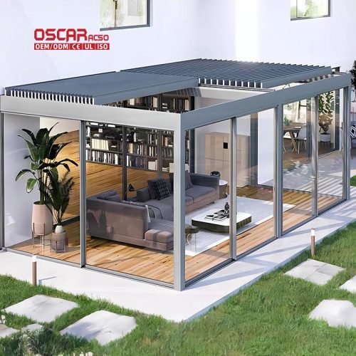 Eco - Friendly Waterproof Louvered Roof Kits Outdoor Patio Backyard Bioclimatic Aluminum Shade Structure Retractable Pergola