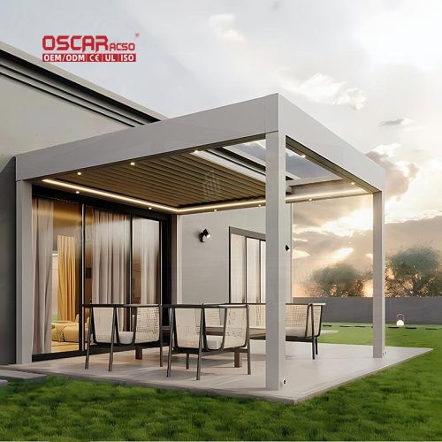 Aluminum 4X3 Outdoor Louvered Kits Bioclimatic Garden Awning Patio Backyard Poolside Pergola Roof System Retractable Pergola