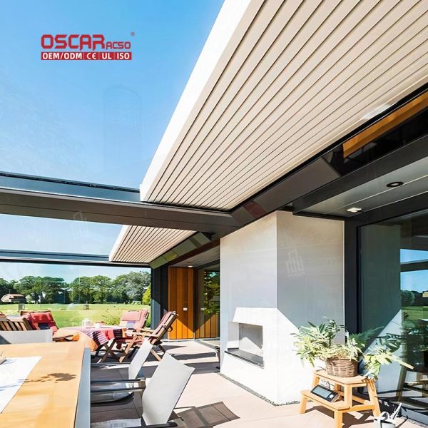 Bioclimatic Waterproof Outdoor Aluminium Sunshade Garden Patio Balcony Retractable Pergola