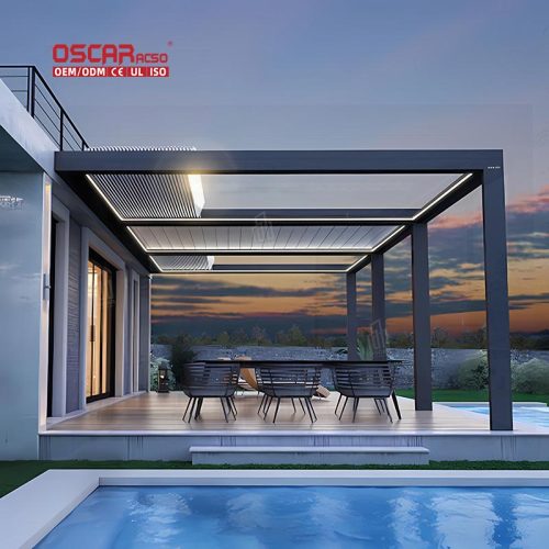 Waterproof Motorized Aluminium Verandah Cover Pergola Patio Commercial and Outdoor Use Retractable Pergola