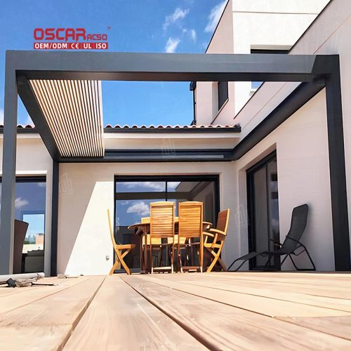 Bio  Climatic Motorized Aluminium Louvered Pergola Garden Outdoor Furniture Ideal Backyards Patios Decks Retractable Pergola