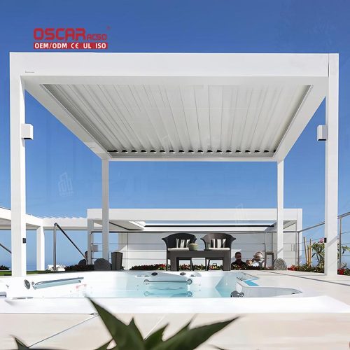 Adjustable Ventilated Patio Shade Structure Garden Backyard Poolside 3X3M 3X4M 3X5M 4X4M 5X3M 6X4M Retractable Pergola